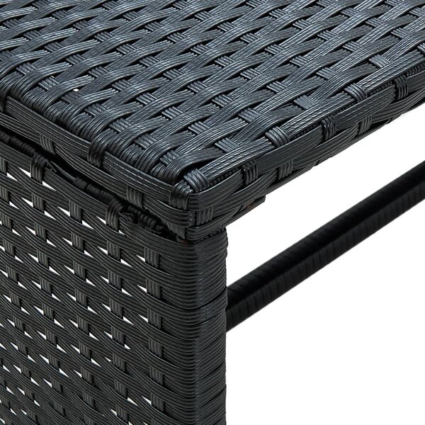 Fekete polyrattan dohányzóasztal 70 x 40 x 38 cm