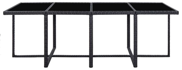 13 részes fekete polyrattan kültéri étkezőszett párnákkal