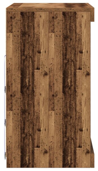 Oldalbord LED világítással, Régi fa 60,5x37x67 cm