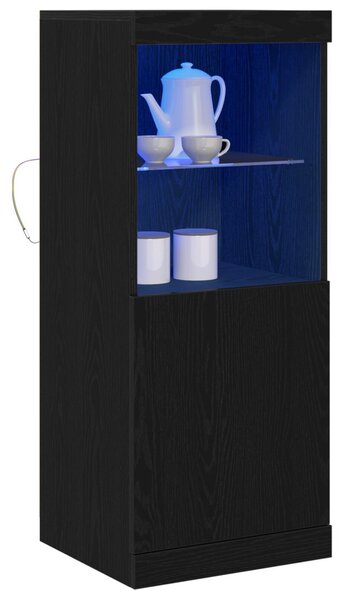 LED világítással rendelkező feketefenyő kis szekrény 41x37x100 cm