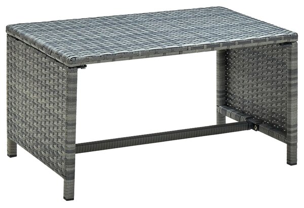 Antracitszürke polyrattan dohányzóasztal 70 x 40 x 38 cm