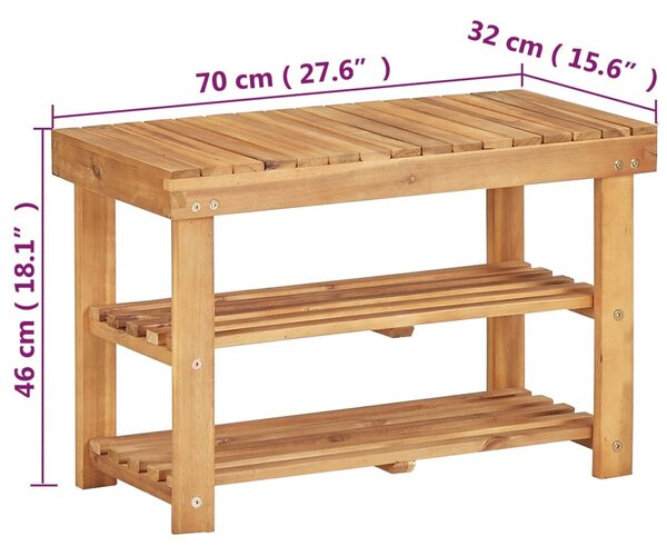 Tömör akácfa cipőtartó 70 x 32 x 46 cm