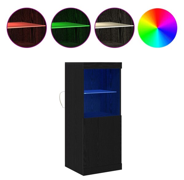 LED világítással rendelkező feketefenyő kis szekrény 41x37x100 cm