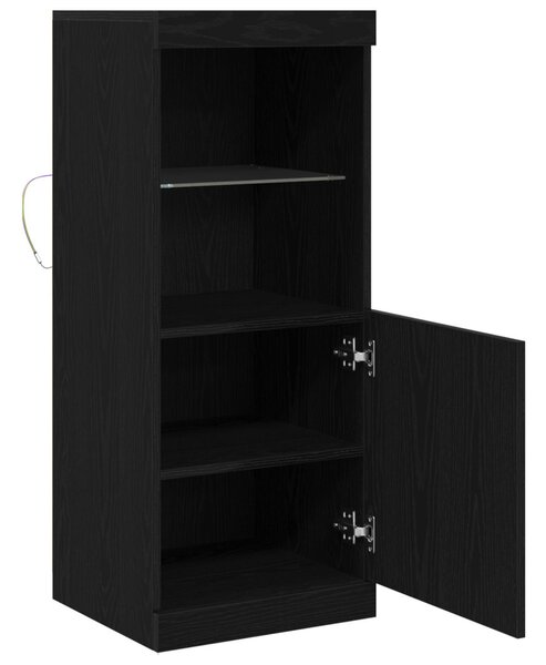 LED világítással rendelkező feketefenyő kis szekrény 41x37x100 cm