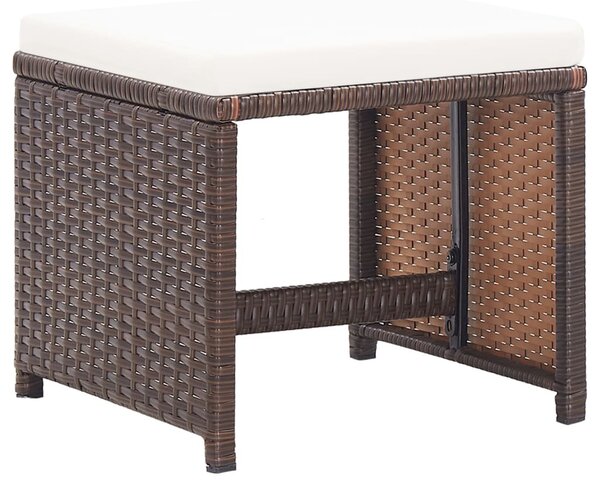 17 részes barna polyrattan kültéri étkezőszett párnákkal