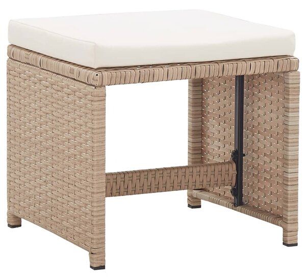 17 részes bézs polyrattan kültéri étkezőszett párnákkal