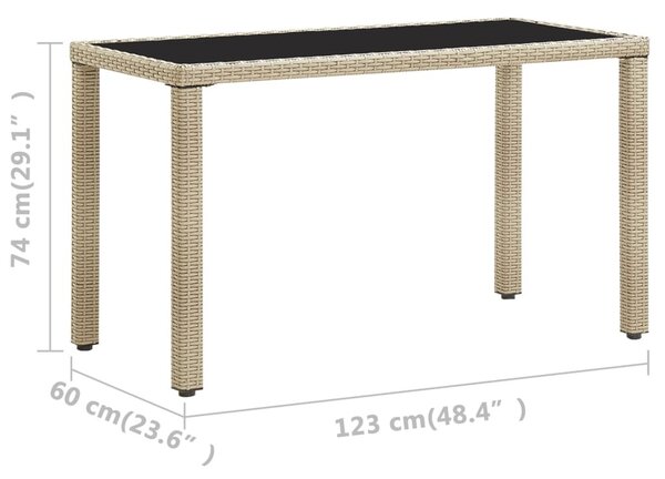 Bézs polyrattan kerti asztal 123 x 60 x 74 cm