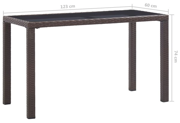 Barna polyrattan kerti asztal 123 x 60 x 74 cm