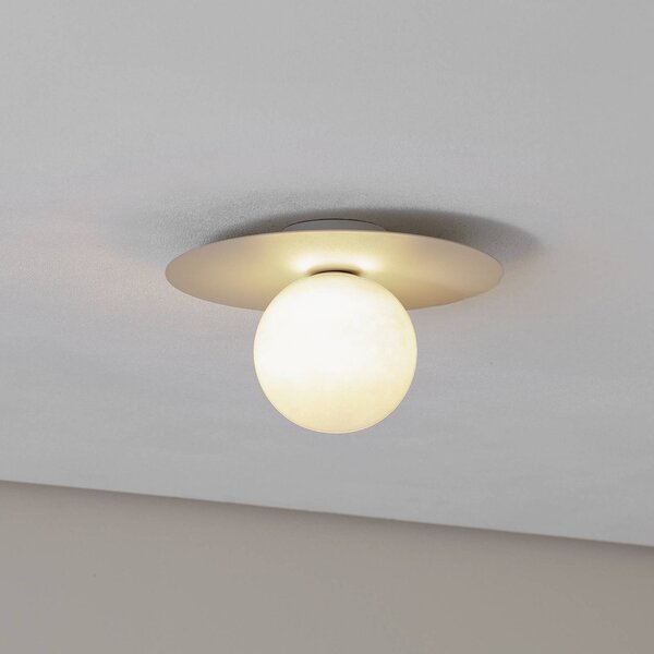TK Lighting Pixie mennyezeti lámpa, bézs, üveg, Ø 25 cm, gömb, G9, dimmelhető, Krém / borostyánsárga, Nappali / Étkező, fém, Modern