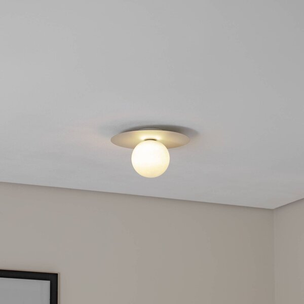 TK Lighting Pixie mennyezeti lámpa, bézs, üveg, Ø 25 cm, gömb, G9, dimmelhető, Krém / borostyánsárga, Nappali / Étkező, fém, Modern
