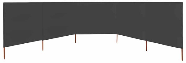 Antracitszürke szövet 5-paneles szélfogó 600 x 120 cm