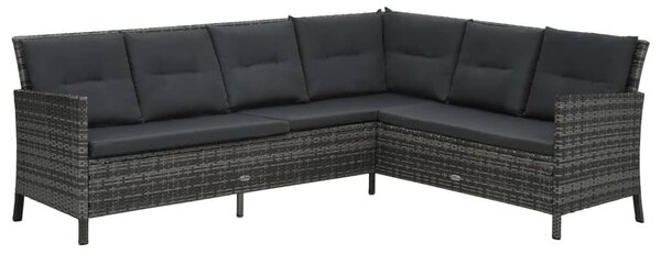 3-részes szürke polyrattan kerti bútorgarnitúra párnákkal