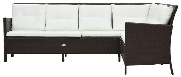 VidaXL 3-részes barna polyrattan kerti bútorgarnitúra párnákkal