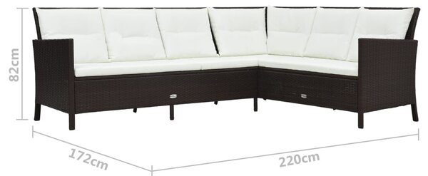 VidaXL 3-részes barna polyrattan kerti bútorgarnitúra párnákkal