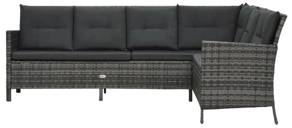 3-részes szürke polyrattan kerti bútorgarnitúra párnákkal