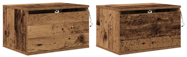 Fali éjjeli szekrény 2 db Öreg fa 50 x 36 x 30 cm Szerelt Fa