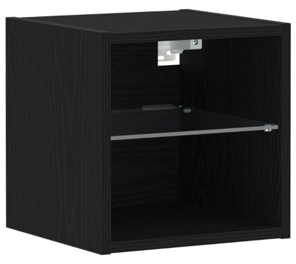 LED Fali Éjjeli Szekrény Fekete 30 x 28,5 x 30 cm Faanyag