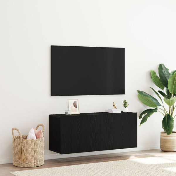 TV szekrény garnitúra 100 x 30 x 41 cm Fekete tölgy Szerelt Fa