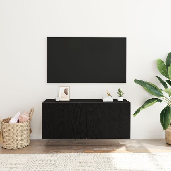 TV szekrény garnitúra 100 x 30 x 41 cm Fekete tölgy Szerelt Fa