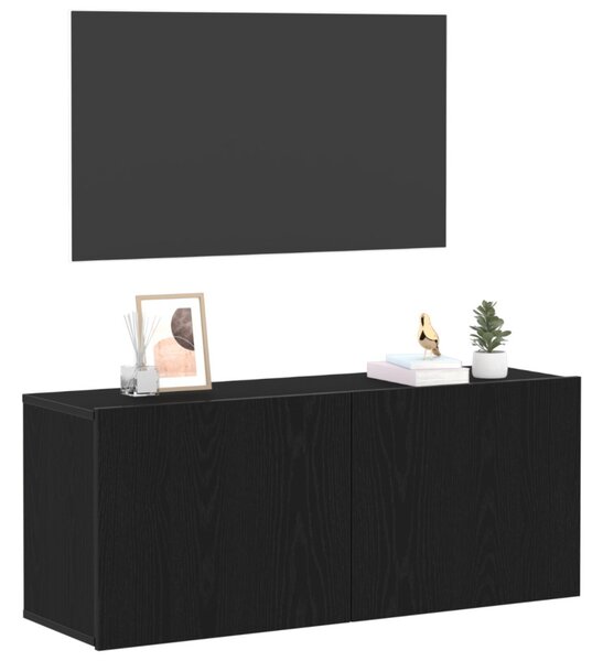 TV szekrény garnitúra 100 x 30 x 41 cm Fekete tölgy Szerelt Fa