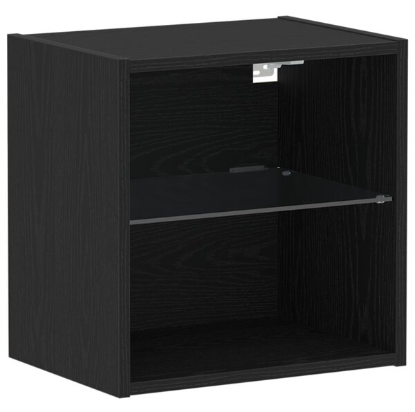 Függő polc LED világítással Fekete 40 x 28,5 x 40 cm Szerelt Fa