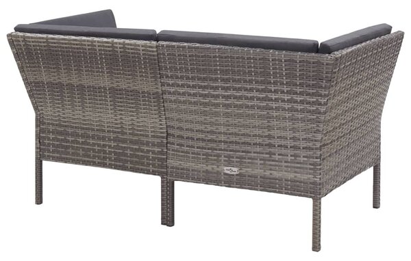 6-részes szürke polyrattan kerti bútorszett párnákkal