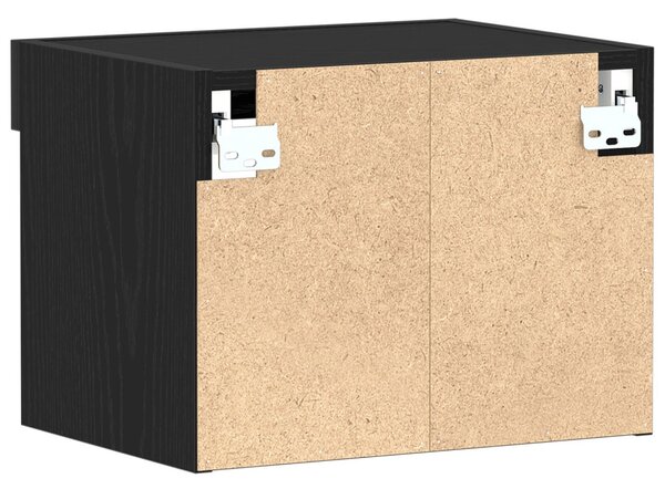 Falipolc LED világítással Fekete Tölgy 40x30x30 cm