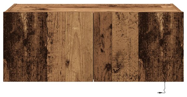 TV Fali Szekrény LED Világítással Régi Fa 80x35x31 cm