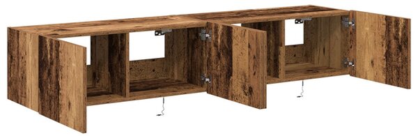 TV Fali Szekrény 2 pcs Öreg fa 80 x 35 x 31 cm Faanyag