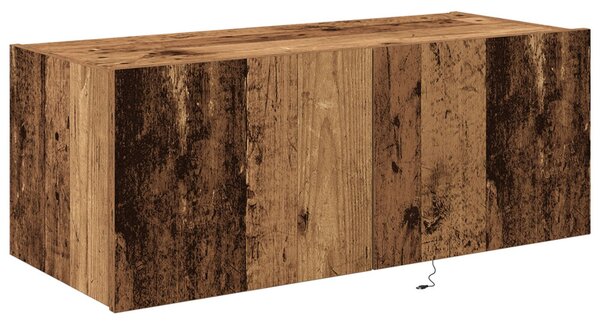 TV Fali Szekrény LED Világítással Régi Fa 80x35x31 cm