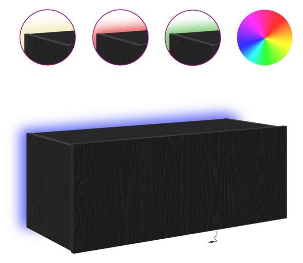 TV Fali Szekrény 80 x 35 x 31 cm Fekete tölgy Szerelt Fa