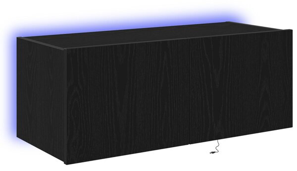 TV Fali Szekrény 80 x 35 x 31 cm Fekete tölgy Szerelt Fa