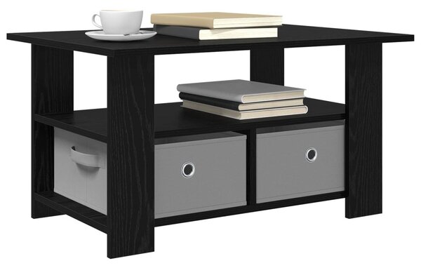 Dohányzóasztal fiókkal Fekete tölgy 77 x 55 x 42 cm Faanyag