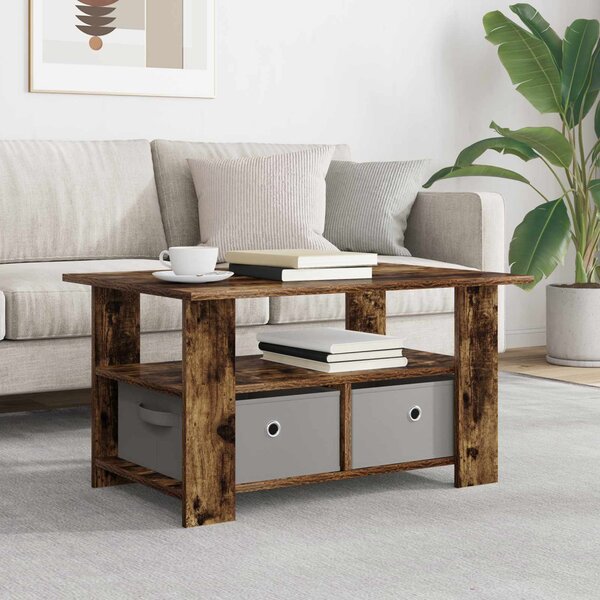 VidaXL Dohányzóasztal fiókkal Füstölt tölgy 77 x 55 x 42 cm Faanyag