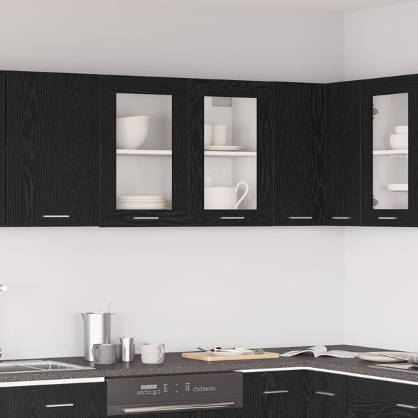 VidaXL Fekete Tölgy Függő Üveges Szekrény 80x31x60 cm Műanyagból készült