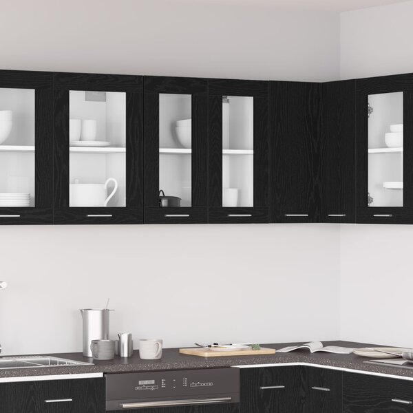 VidaXL Függő Üveg Szekrény Fekete Tölgyben - 60x31x60 cm