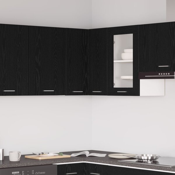 VidaXL Függő Sarokszekrény - Fekete tölgy - 57x57x60 cm - Műmárványból készült