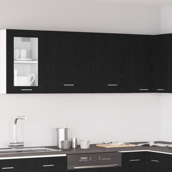 VidaXL Fali Szekrények - 2 db - Fekete tölgy, 100x31x60 cm - Mérnöki fából készült