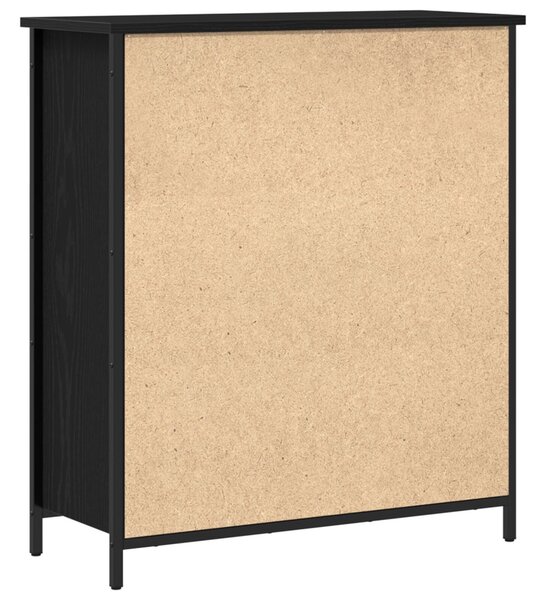 Oldalszekrény Fekete Tölgy 70x30x80 cm Mérnöki Fa és Acél