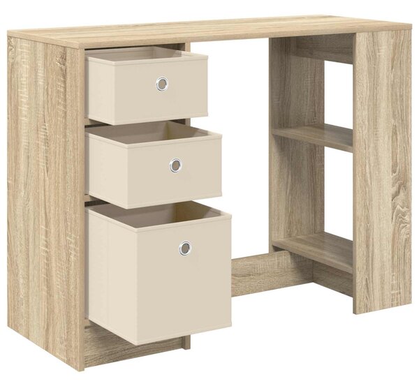 Asztal fiókkal polcokkal Sonoma tölgy 100 x 40 x 75 cm Faanyag