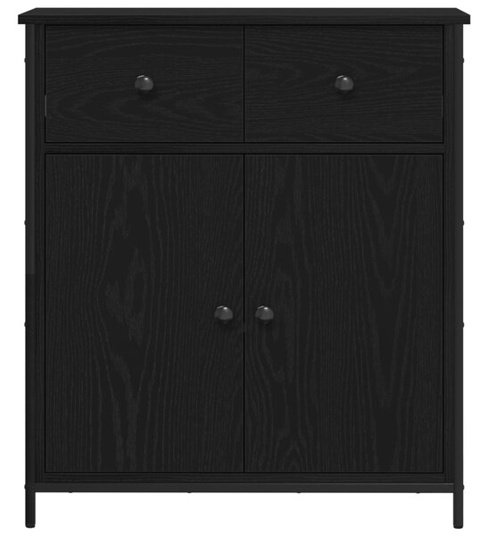 Oldalszekrény Fekete Tölgy 70x30x80 cm Mérnöki Fa és Acél