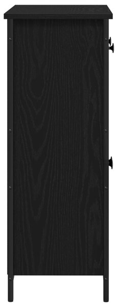 Oldalszekrény Fekete Tölgy 70x30x80 cm Mérnöki Fa és Acél
