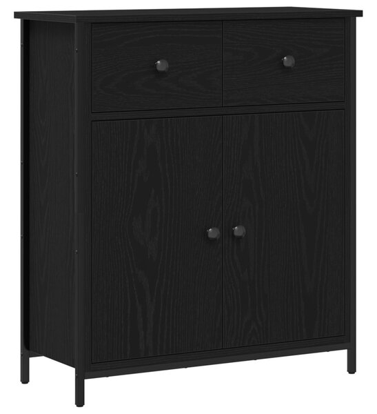 Oldalszekrény Fekete Tölgy 70x30x80 cm Mérnöki Fa és Acél