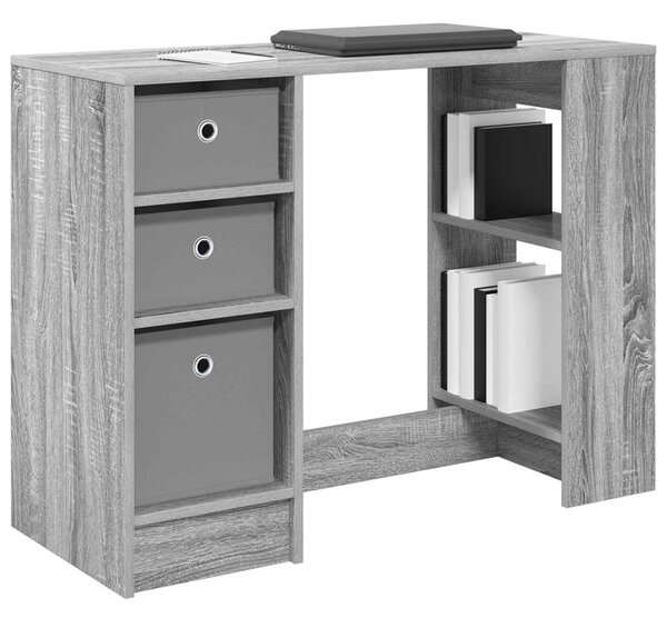 Asztal fiókkal polcokkal Szürke Sonoma 100 x 40 x 75 cm Faanyag