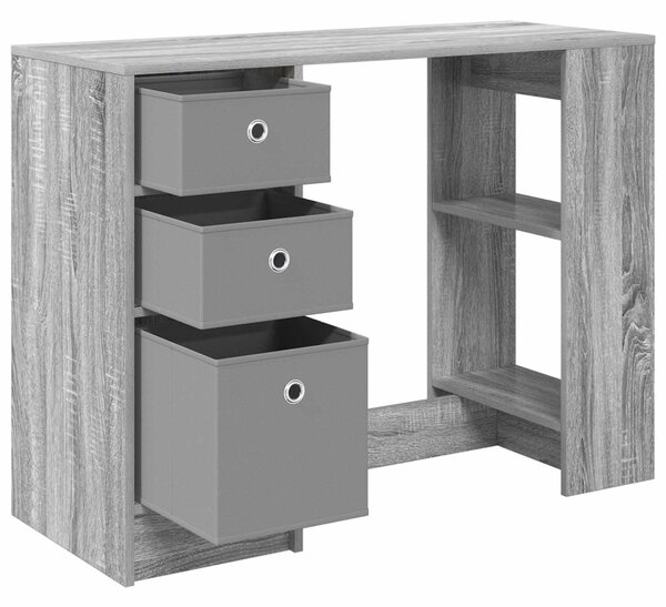 Asztal fiókkal polcokkal Szürke Sonoma 100 x 40 x 75 cm Faanyag