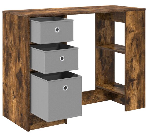 Asztal fiókkal polcokkal Füstölt tölgy 100 x 40 x 75 cm Faanyag