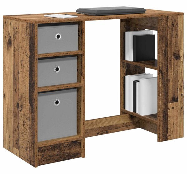 Asztal fiókkal polcokkal Öreg fa 100 x 40 x 75 cm Faanyag
