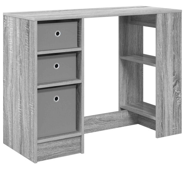 Asztal fiókkal polcokkal Szürke Sonoma 100 x 40 x 75 cm Faanyag