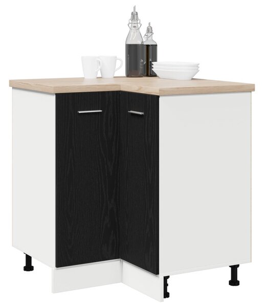 Fekete Tölgy Sarok Alsó Szekrény - 75.5 x 75.5 x 81.5 cm, MDF-ből készült