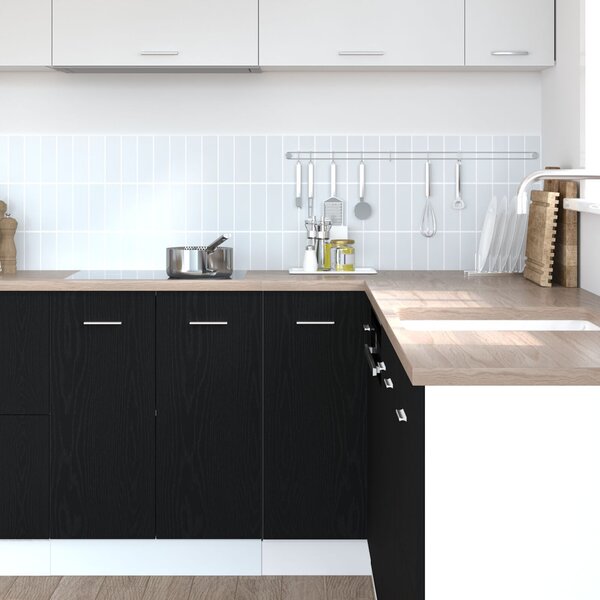 Fekete Tölgy Sarok Alsó Szekrény - 75.5 x 75.5 x 81.5 cm, MDF-ből készült